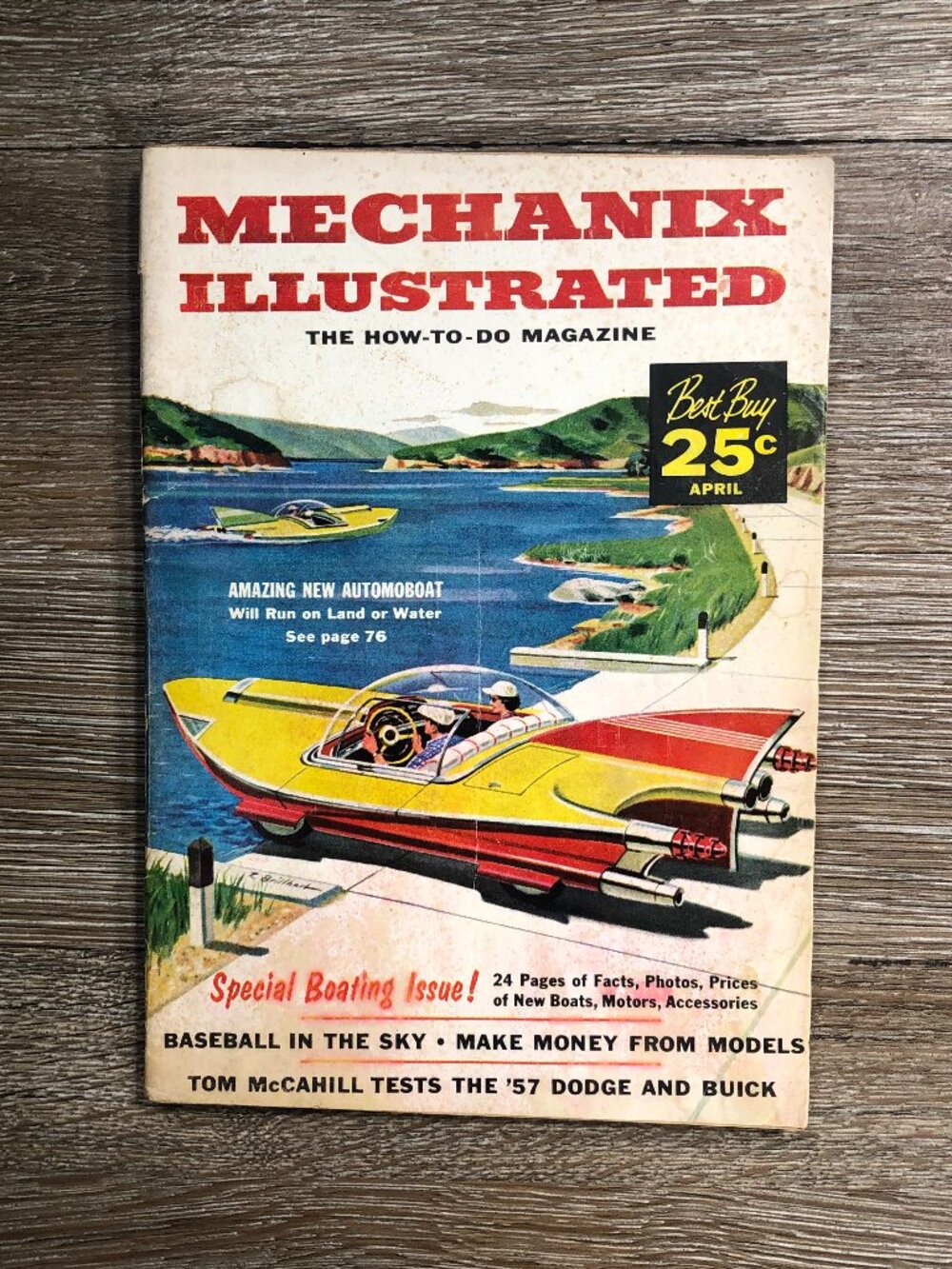 Mechanix Illustrated Magazine - April 1957 - Automoboat 1957 Dodge Buick Basebal